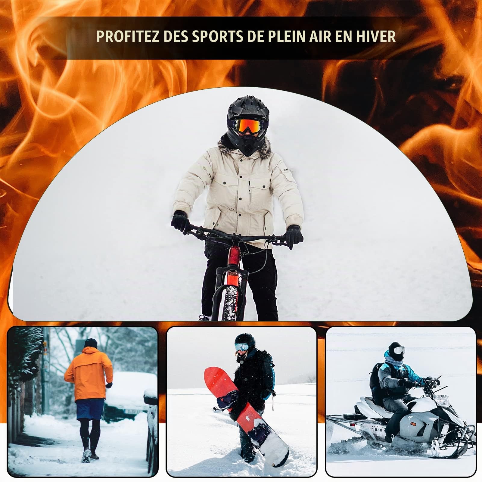 ROCKBROS Cache Cou Polaire Coupe-Vent Respirant Ajustable Homme Tour de Cou Moto Vélo Ski Snowboard Randonnée Ultra-Douce Noir Gris