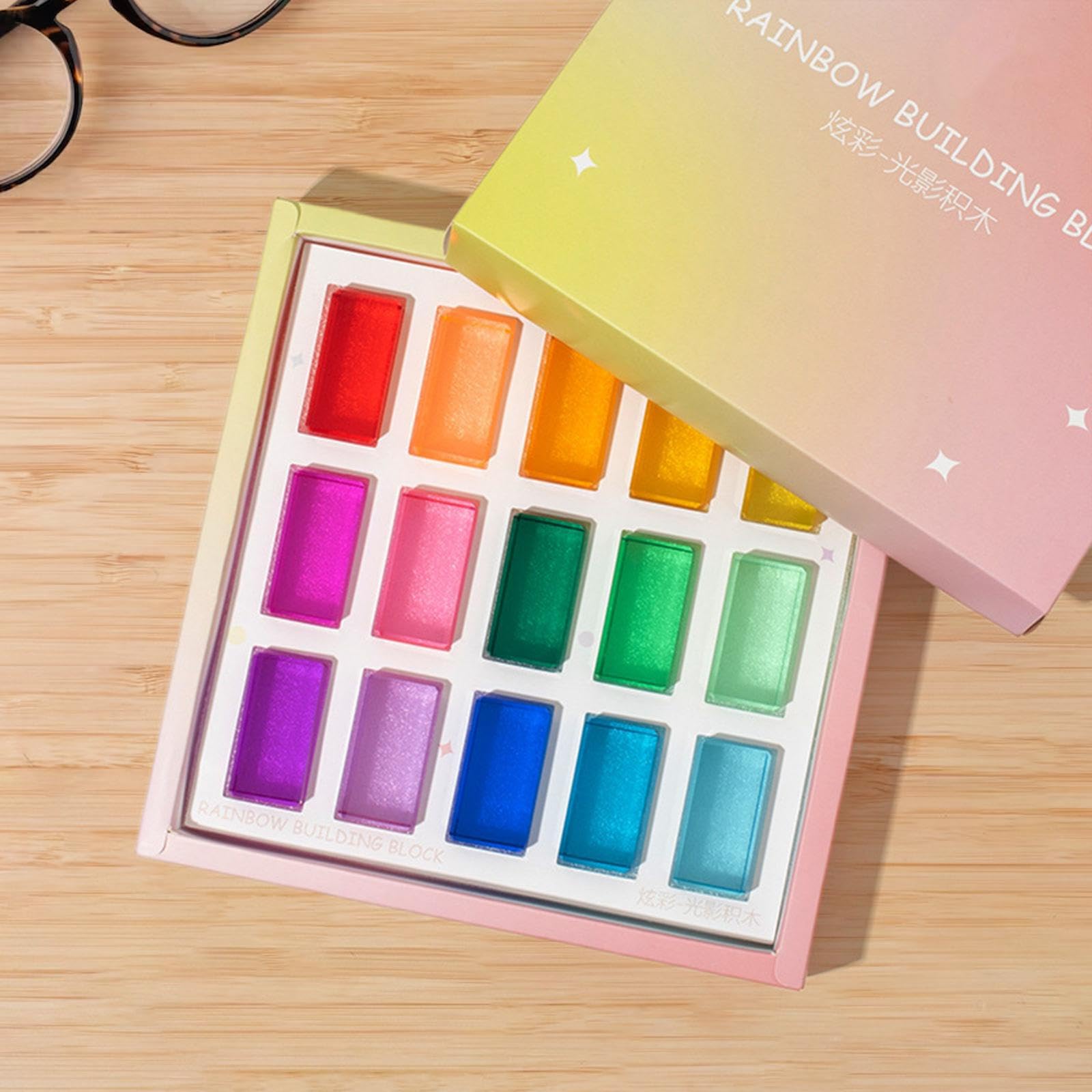 Bloques de construcción apilables de Colores para niños: Cubos arcoíris educativos para desarrollar la Creatividad y la motricidad Fina. Juguete , 15 Piezas