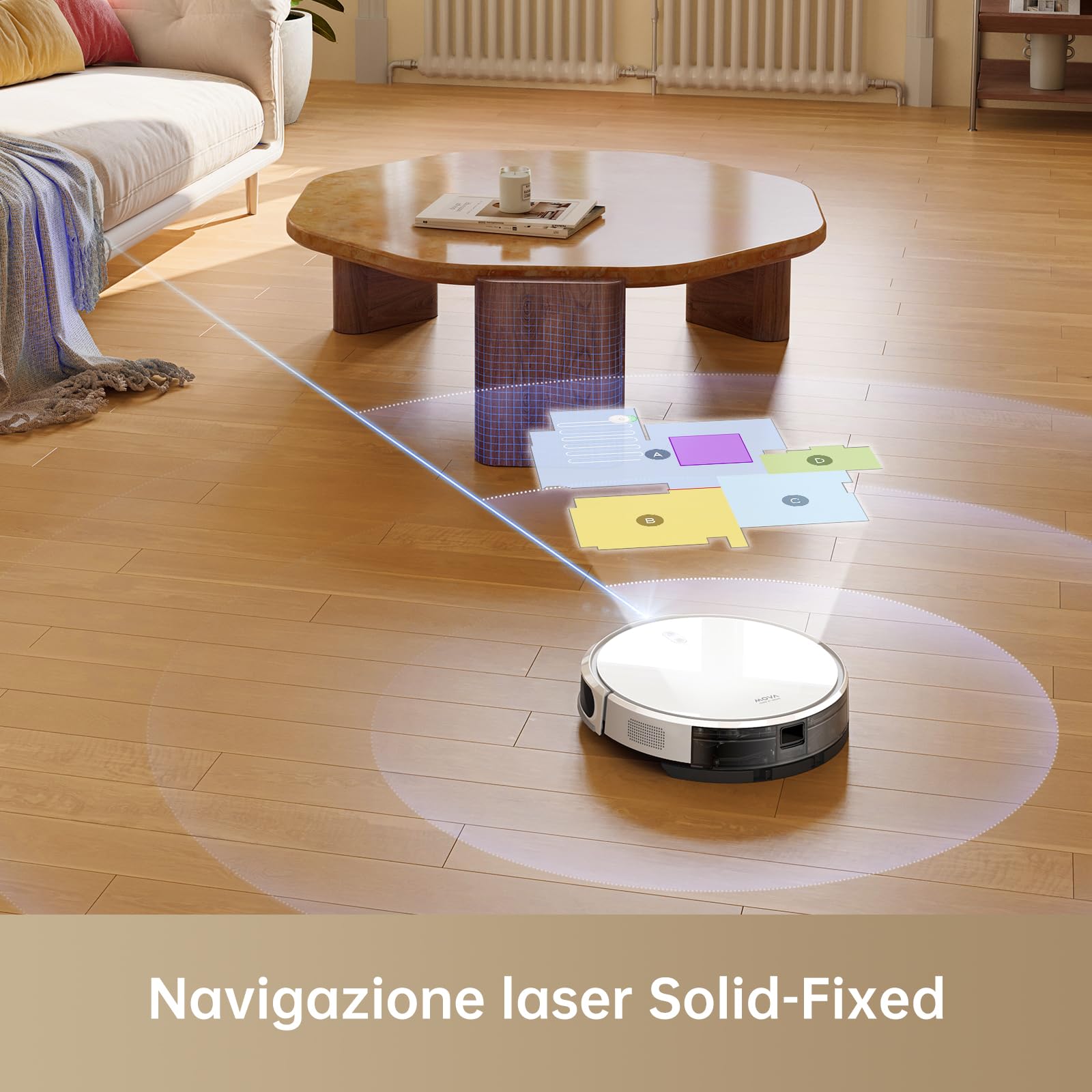 Mova M1 Robot Aspirador y Fregador, Potente succión de 4500 Pa, diseño Compacto, mapeo Solid-Fixed (SOF), Dispositivo 2 en 1: aspira y friega
