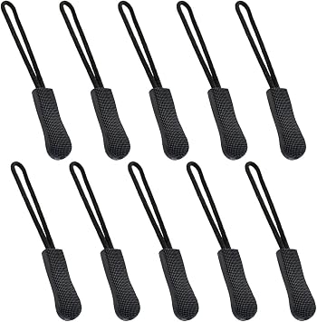 Tojwi Zipper Pulls 10pcs Black Nylon Cord Zipper Pulls Fits/Zipper Fixer with Non-Slip Gripper