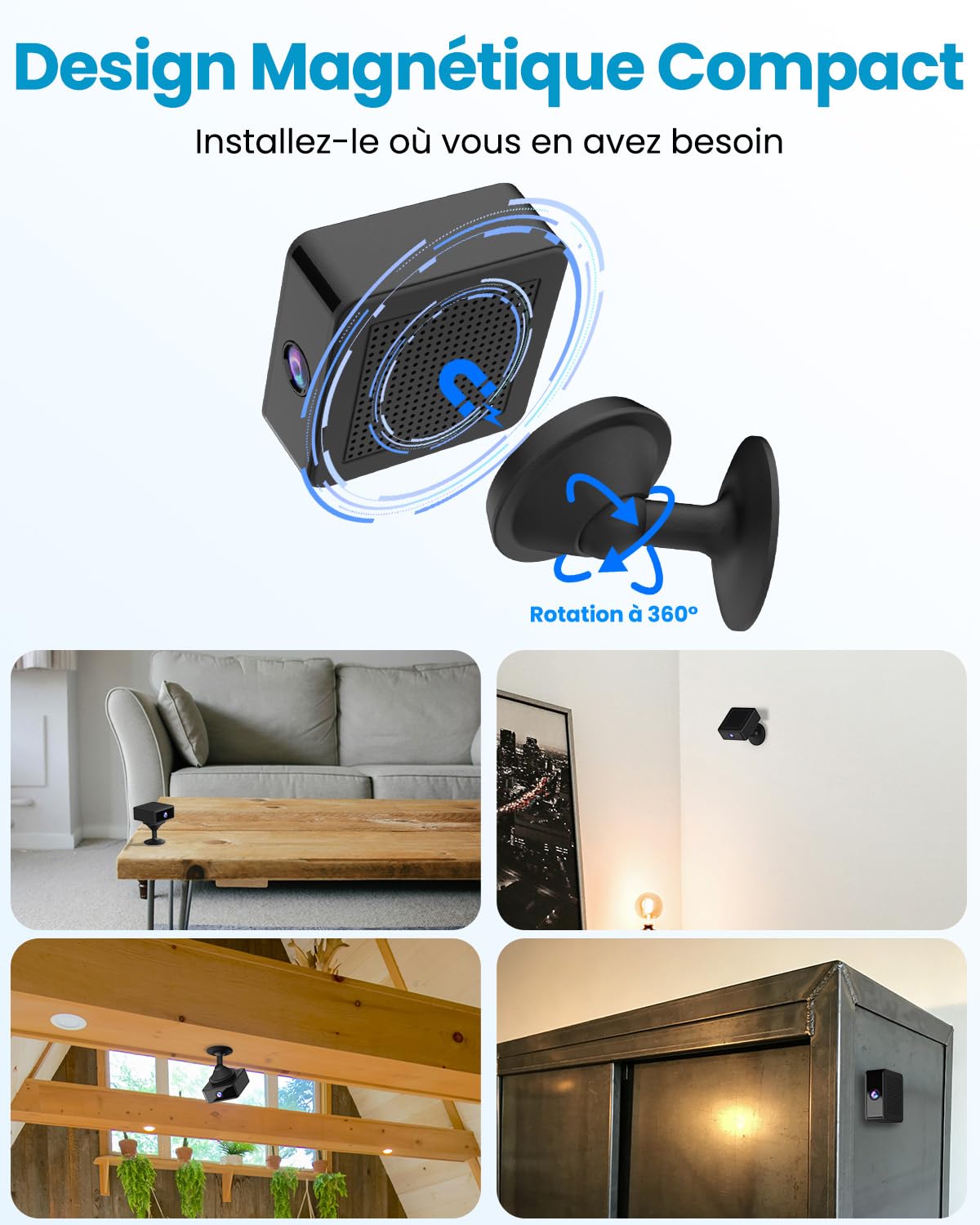 Camera de Surveillance Sans Internet, 4K Mini Camera Espion sans Fil