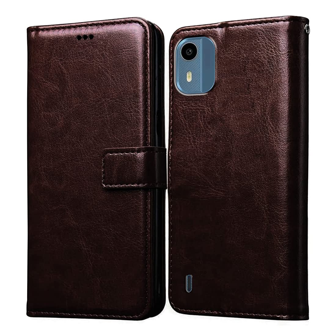 Casotec Flip Cover for Nokia C12 Pro 4G | Premium Leather Finish | Inbuilt Pockets & Stand | Flip Case for Nokia C12 Pro 4G (Coffee) (B0C1K21BR6) Amazon Price History, Amazon Price Tracker