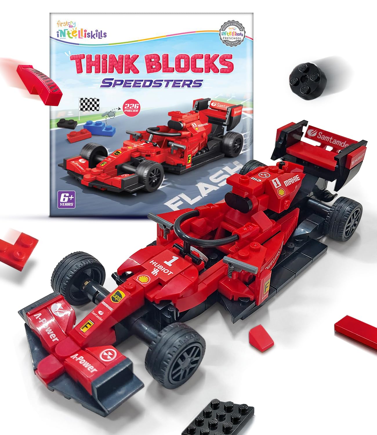 Intelliskills Think Blocks: Speedsters-Bolt 226 Pieces Set, Premium Race Car Model Building Kit for Kids, STEM Construction Set for Toddlers, Assemble&Play Game, Learning&Activity Gifting Toy (Flash)-image-49