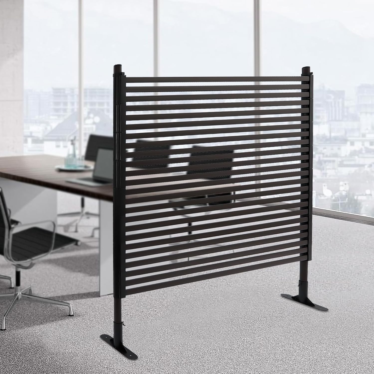 Freestanding Metal Privacy Screen Outdoor 4.92" H×3.94" W with Louvered Design & Wide Base, for Patio Balcony Garden Yard