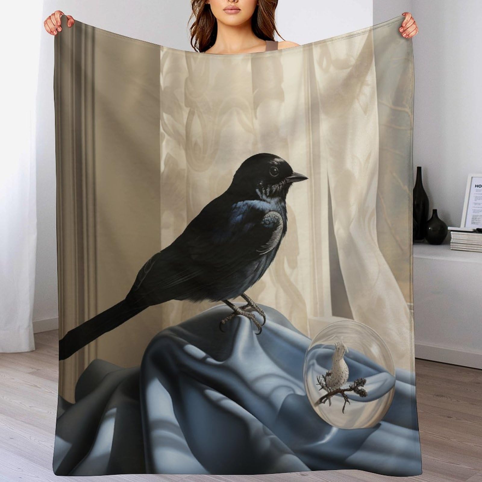 Couverture polaire oiseau en flanelle douce haut de gamme pour dessus de lit
