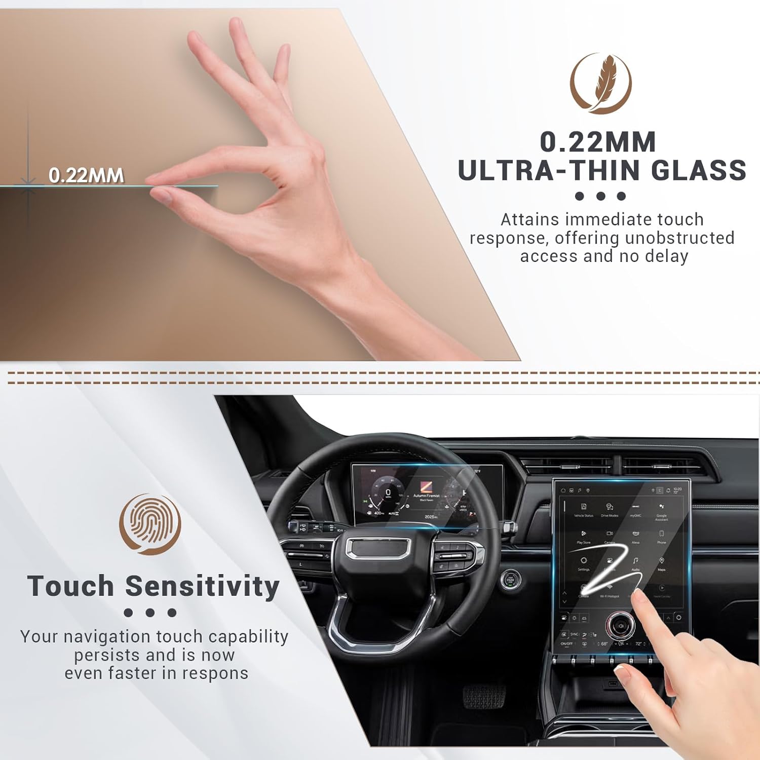 (2Pack) 2025 2026 GMC Terrain Screen Protector Kit Glass for 2025 2026 GMC Terrain (Elevation, AT4, Denali) 15" Media Infotainment & 11" Digital Gauge Screen Saver for 2026 GMC Terrain Accessories