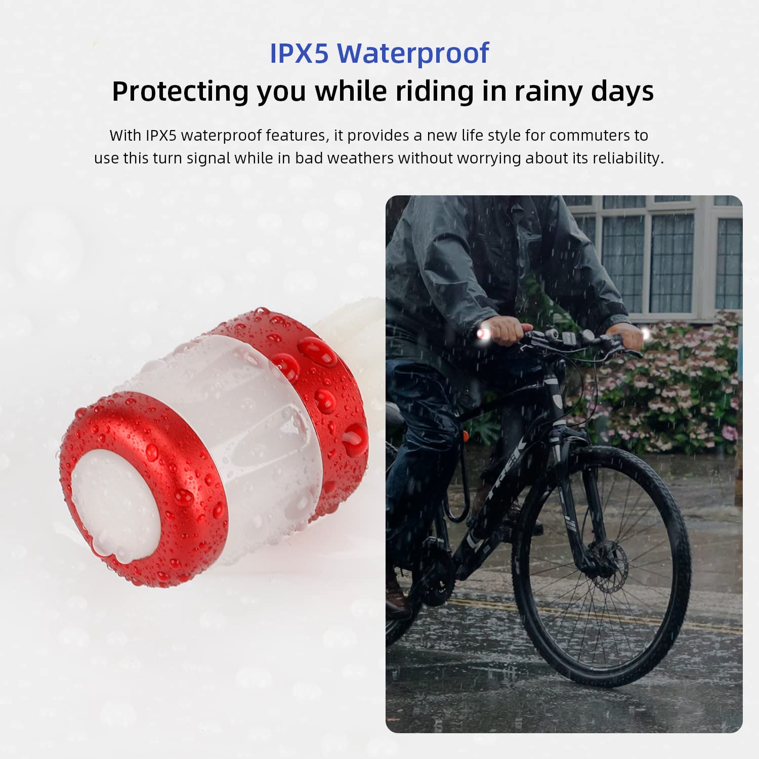 ulip Clignotant lumineux pour guidon de vélo - Pour scooter électrique - Rechargeable par USB - Lampe d'avertissement de sécurité intelligente - 3 modes d'éclairage - Rouge et blanc