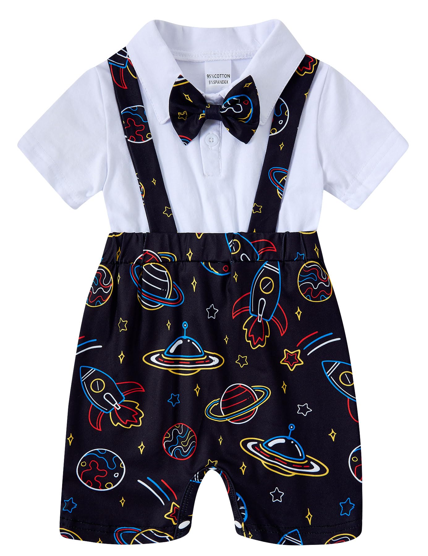 BFUSTYLE Baby Boy Clothes 2 in 1 Outfits 0-24 Months Romper Short Sleeve Infant Bodysuit with Bowtie