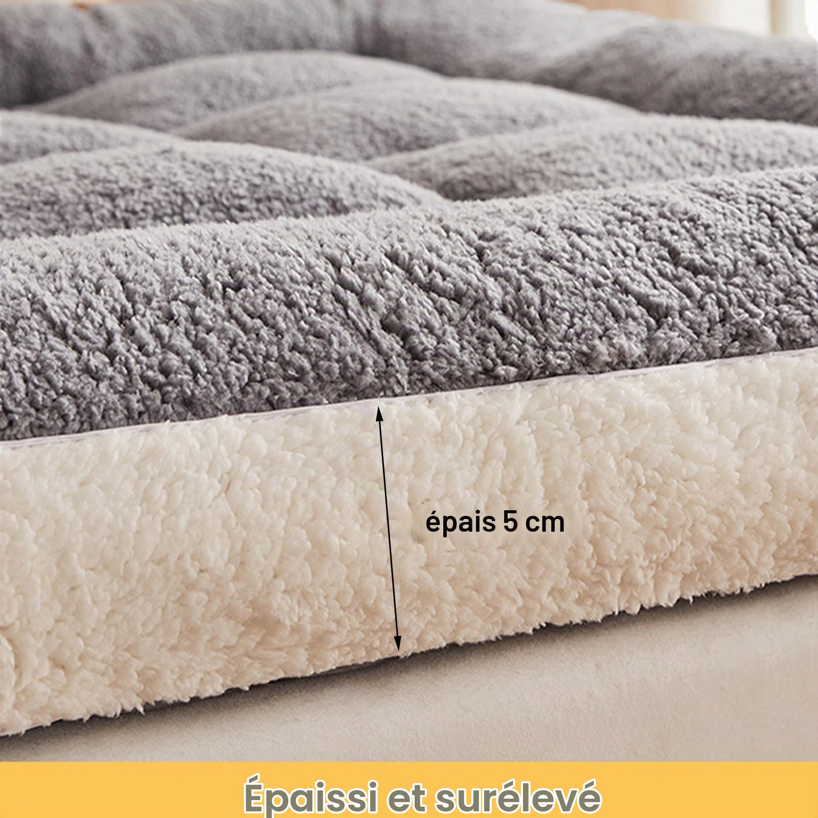 Futon 2 places et 1 place, matelas futon pliable, épais 5 cm, pliable et enroulable, futon japonais souple, en polyester et peluche polaire, pour lits, canapés, camping et invités(Gray,180 x 200 cm)