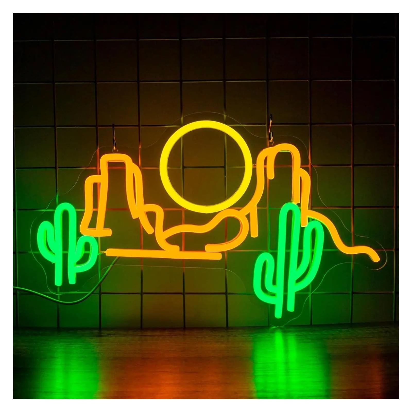 LEMST Sign Lamp Cactus Mountain Neon Light Dimmable for Bedroom Bar Club Hotel Birthday Party Decor USB Powered Night Lamp 42cmx25.2cm
