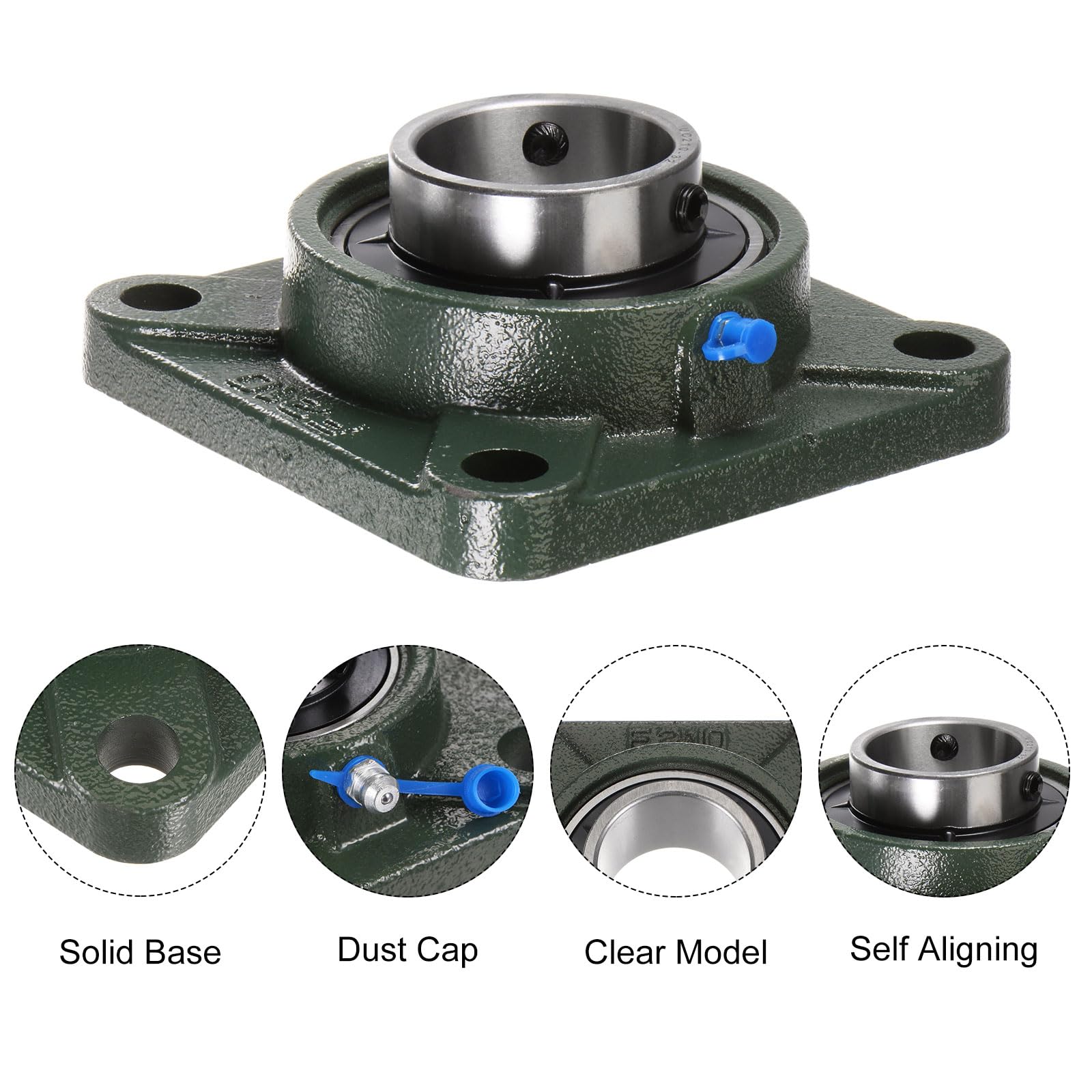 QUARKZMAN 2uds UCF210-32 Almohada Bloque Rodamiento 2" Agujero Fundido Hierro Base Cromo Acero Montado Bola Rodamientos Auto Alineación con Hexagonal Llave