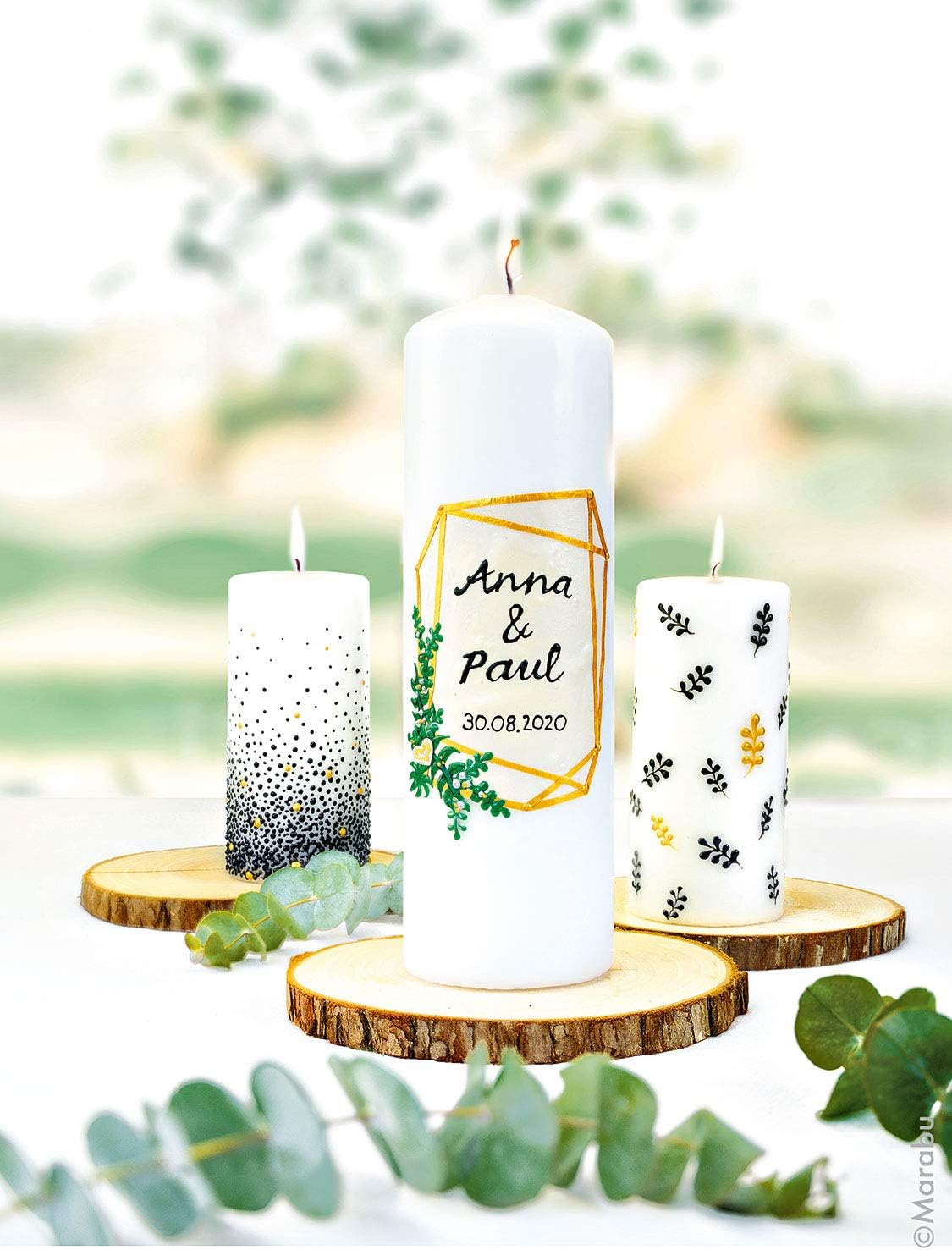 Marabu 1805000009882 Candle Pen Set, 10 Candle Pens of 25 ml, Creamy, Soft Wax Paint, Water-based, Non-fading, Odourless, Weatherproof, Easy Candle Decoration