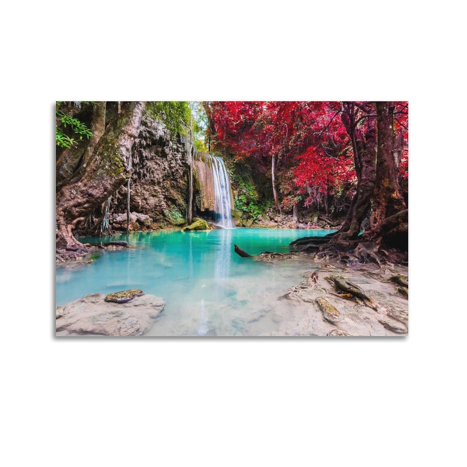 CPGLJD Landscape Art Poster Mountain Waterfall Poster Decorative Painting Canvas Wall Posters And Art Picture Print Modern Family Bedroom Decor Posters 20x30inch(50x75cm)