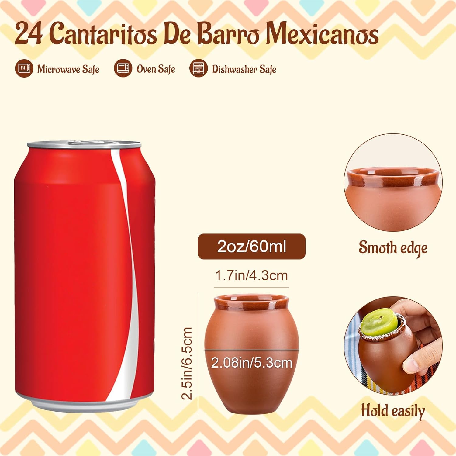 24Psc 2oz/60ml Cantaritos De Barro Mexicanos,Mini Jarritos De Barro Mexicanos Pottery Cocktail Glasses,Mexican Shot Glasses Taco Tuesday Cups For Celebration,Tequila,Margaritas