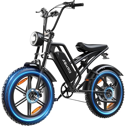 Fat Tire Electric Bike for All-Terrain, 1500W Peak Motor Ebike with 28MPH|60 Miles PAS Range, 48V|15Ah Removable Battery, 20" Mountain Dirt E Bike with 7 Speed, Electric Bicycles for Adults