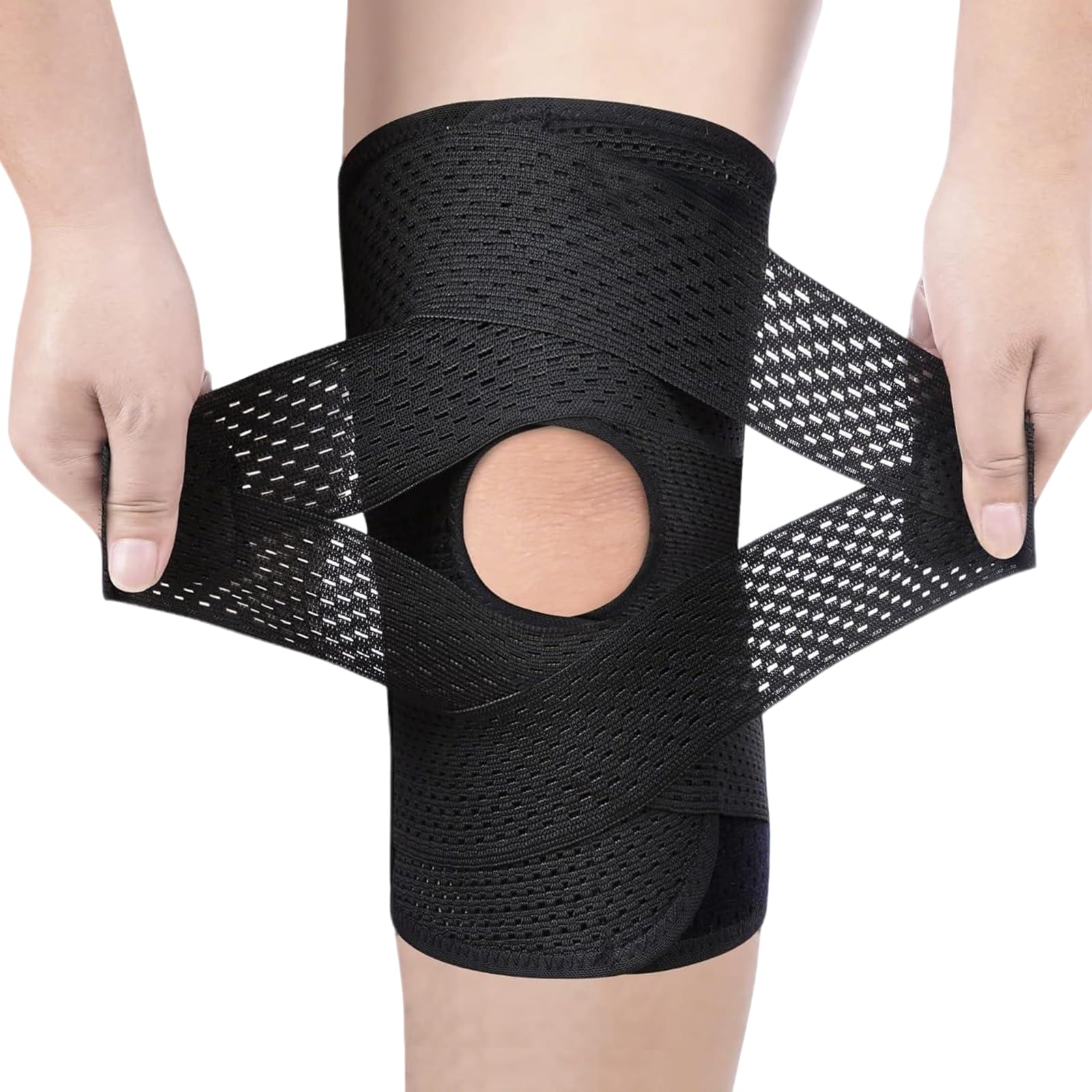 SURFOU Regulowana Ochraniacz na Kolano z Stabilizatorami i Poduszką Żelową, Wsparcie Kolana dla Ulgi w Bólu i Stabilności, Do Wędrówek, Sportu, Fitnessu i Codziennego Używania, Unisex