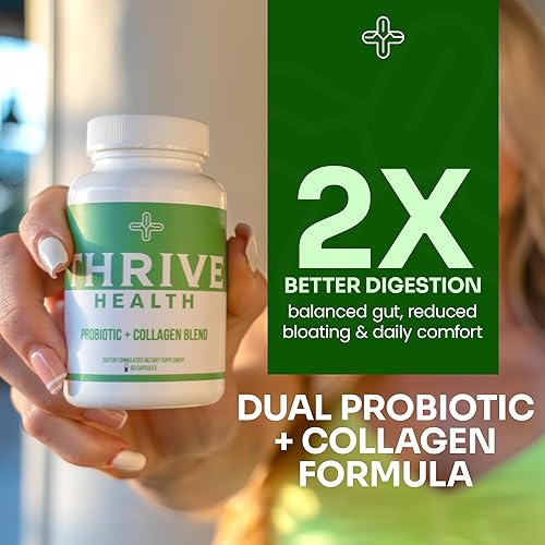 Miniatura 6 de Suplemento probiótico y colágeno salud intestinal, piel clara, prebióticos, antioxidantes, 20 mil millones de UFC, péptidos de colágeno, alivio de