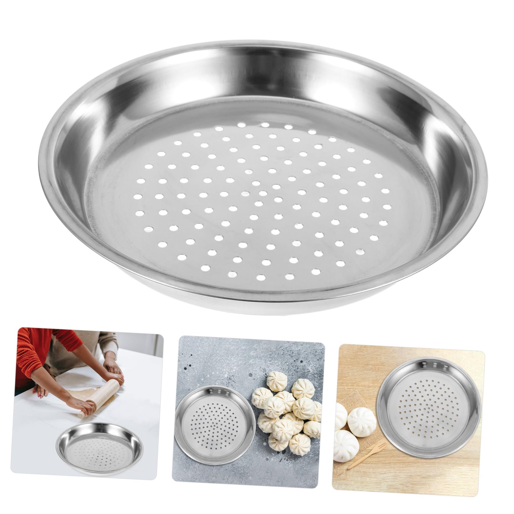 Alipis Rejilla Para Vapor De Acero Inoxidable 30 Cm Bandeja Profunda Gruesa Para Vaporera Wok Cesta De Vapor Para Dim Sum Bollos y Verduras Utensilio Doméstico
