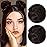 REECHO Space Bun Hair Pieces, 2 PCS Mini Claw Clip in Messy & Cat Ears Fake Hair Bun Extensions HB001 Wig Accessory Updo Hairpieces for Women Girls (Pack of 2-3.5 Wavy, Black Brown)