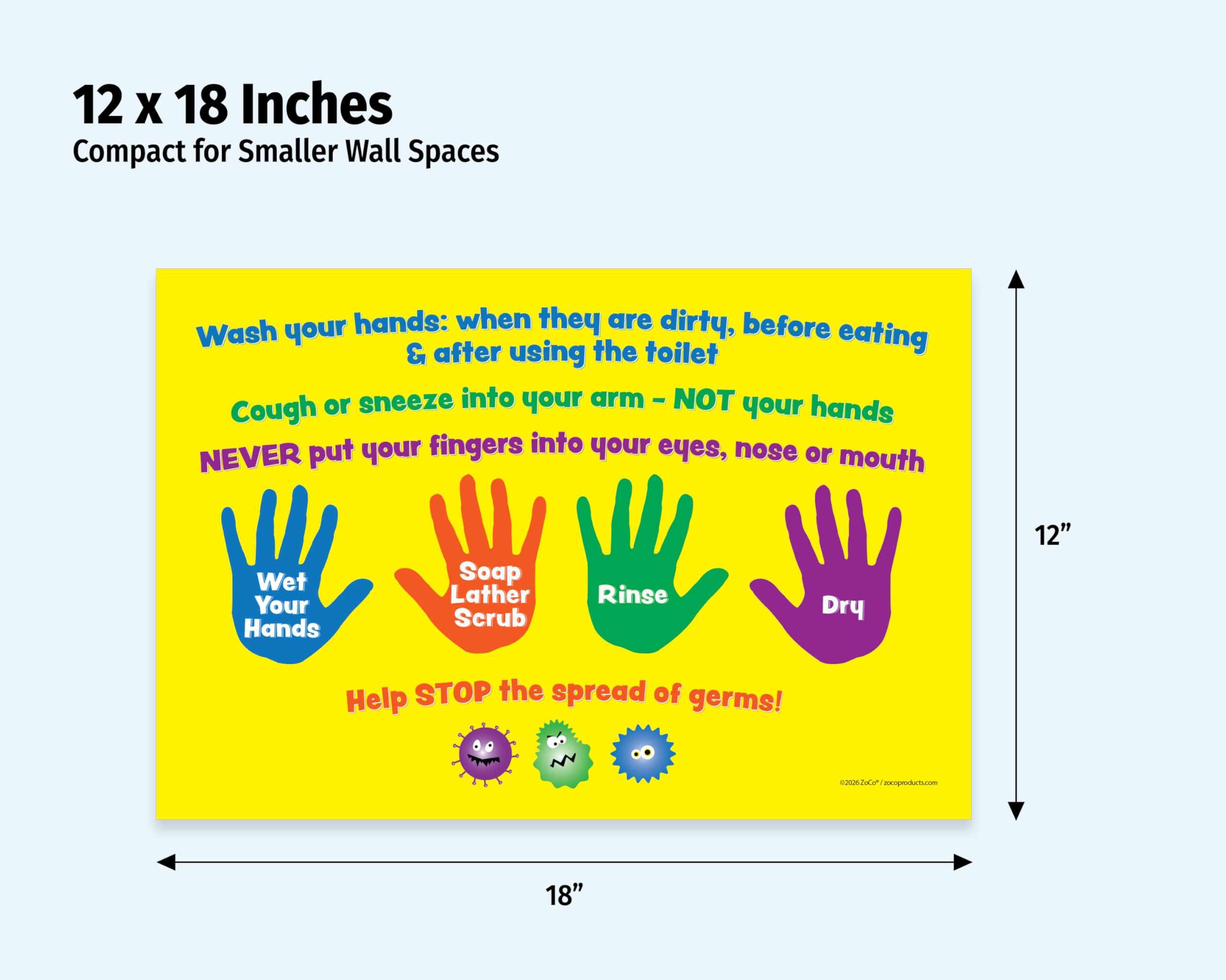 Daycare Posters - Hand Washing Posters - Laminated Health Posters
