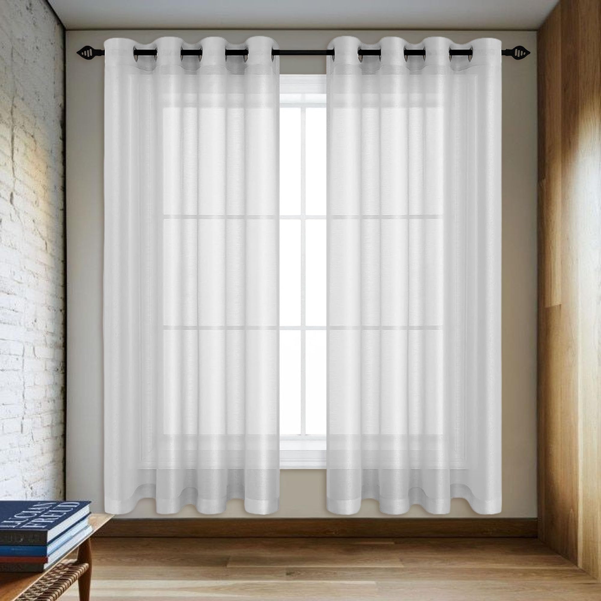 Rideau voilage 360 x 250 cm anti UV protégeant des regards indiscrets