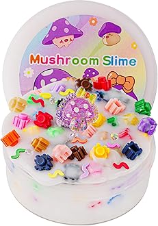 Mushroom Rainbow Bead Slime - Good Stretchy & Non-Sticky Crunchy Sensory Toy, Party Favors for Kids, Girls & Boys Gifts for Birthday Easter Hallowmas Christmas