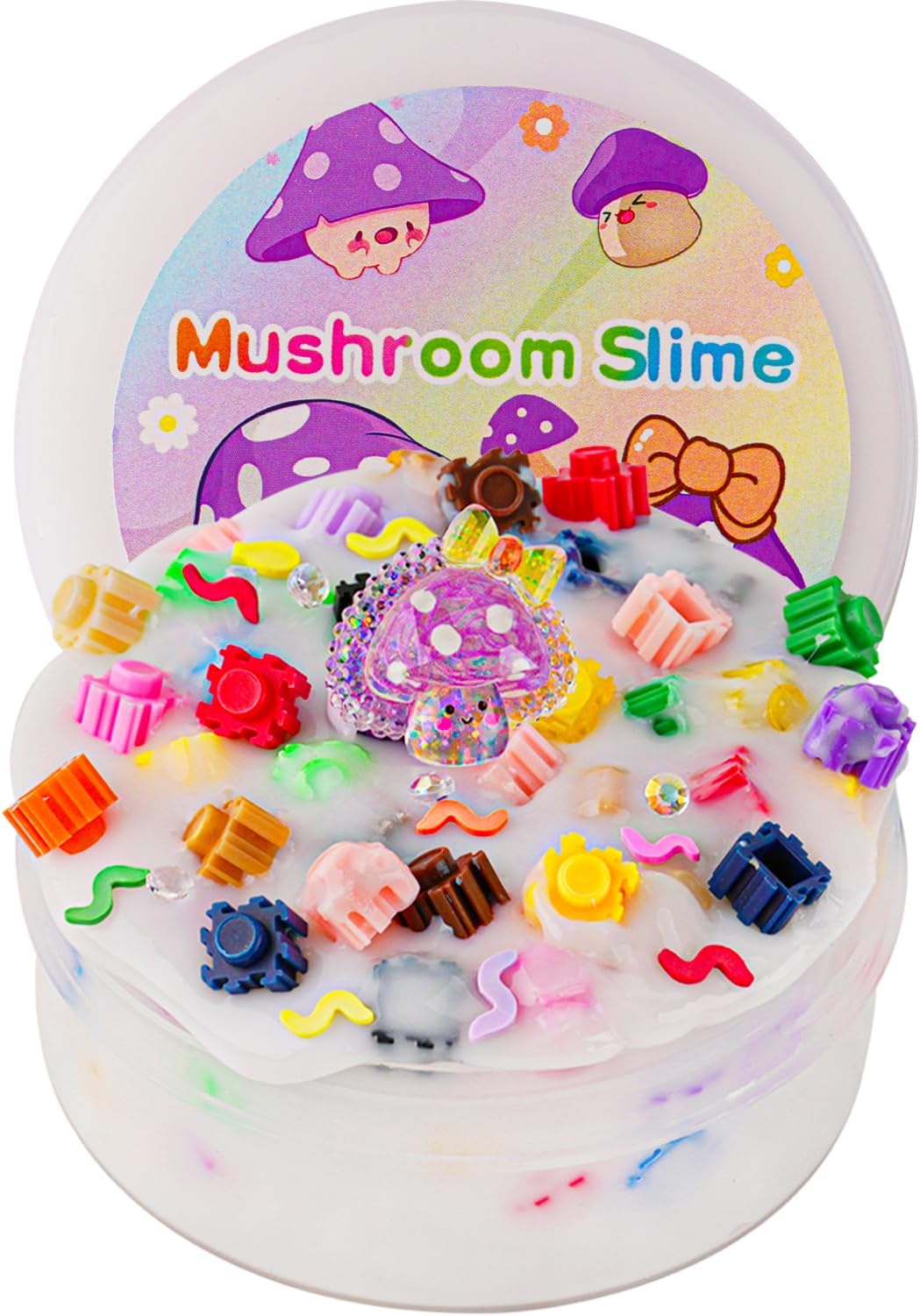 Mushroom Rainbow Block Bead Slime - Good Stretchy & Non-Sticky Crunchy Sensory Toy, Party Favors for Kids, Girls & Boys Gifts for Birthday Easter Hallowmas Christmas