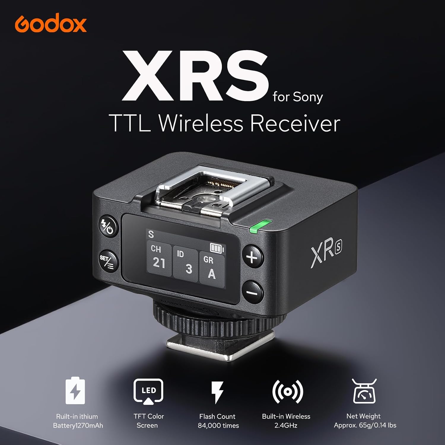 Godox XR-S TTL 2.4G Wireless Flash Trigger Receiver High Speed Sync HSS 1/8000s for Sony Cameras Flash Speedlite (X1R-S Upgrade)