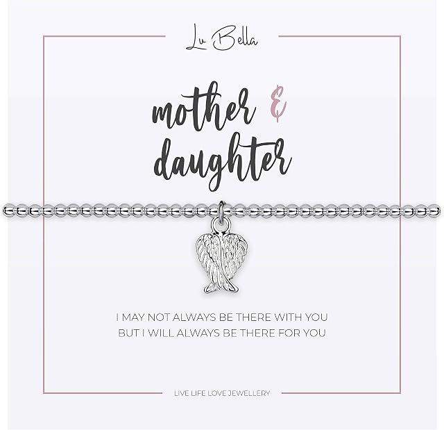 Lu Bella Silver Womens Friendship Charm Bracelet - Womens Stackable Jewellery - Mum Gifts From Daughter - Adjustable Stretchy Silver String Present Jewellery with Charm and Gift Bag from