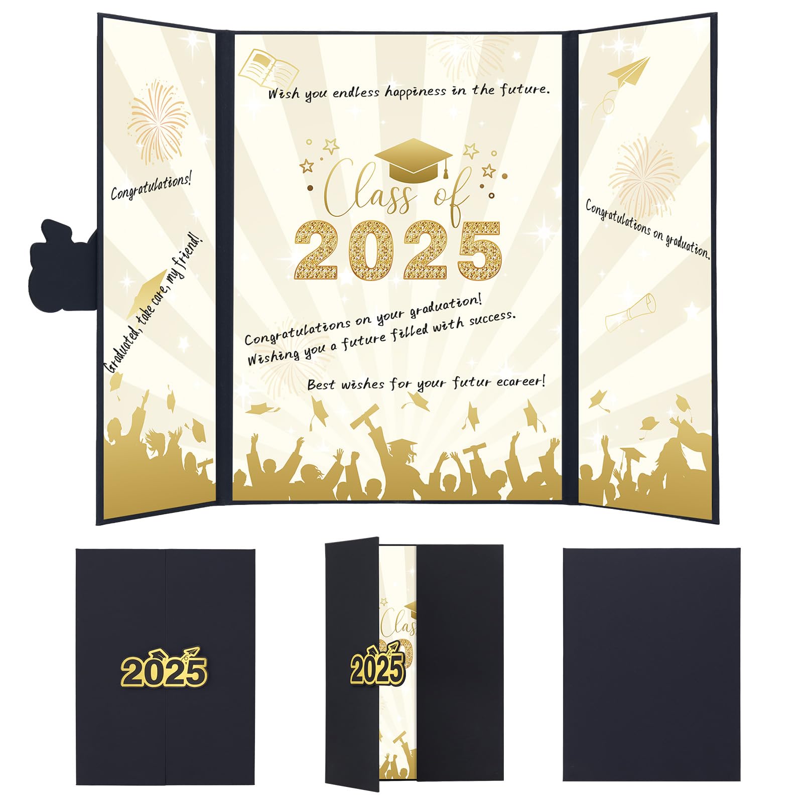 FORBFAN Graduation Guest Book 2025, Black and Gold Class of 2025 Graduation Party Decorations, Signature Book for College High School Graduates