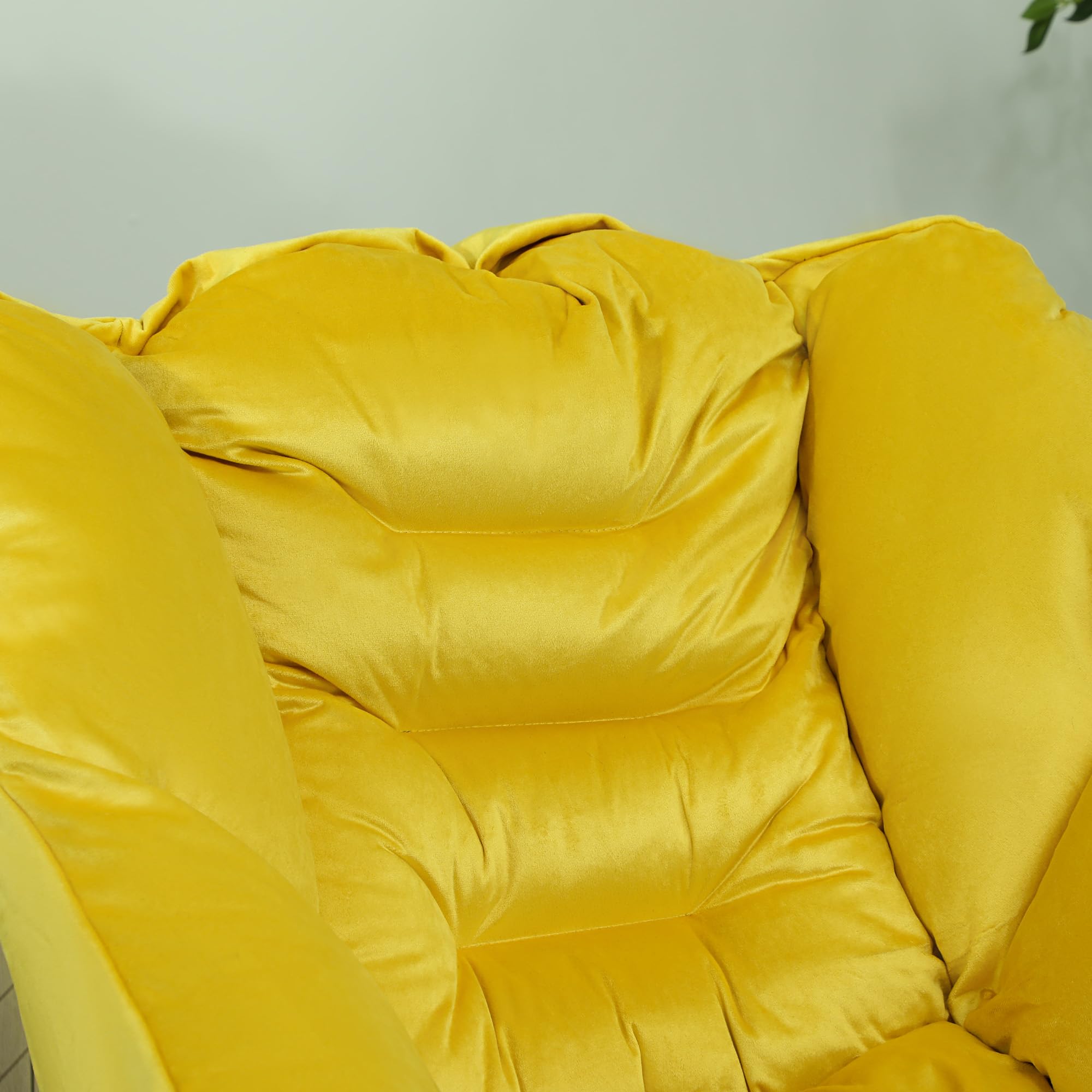 HOMCOM Sillón de Salón con Reposapiés Sillón de Relax Butaca para Dormitorio con Bolsillos Laterales y Patas de Acero para Sala de Estar Amarillo