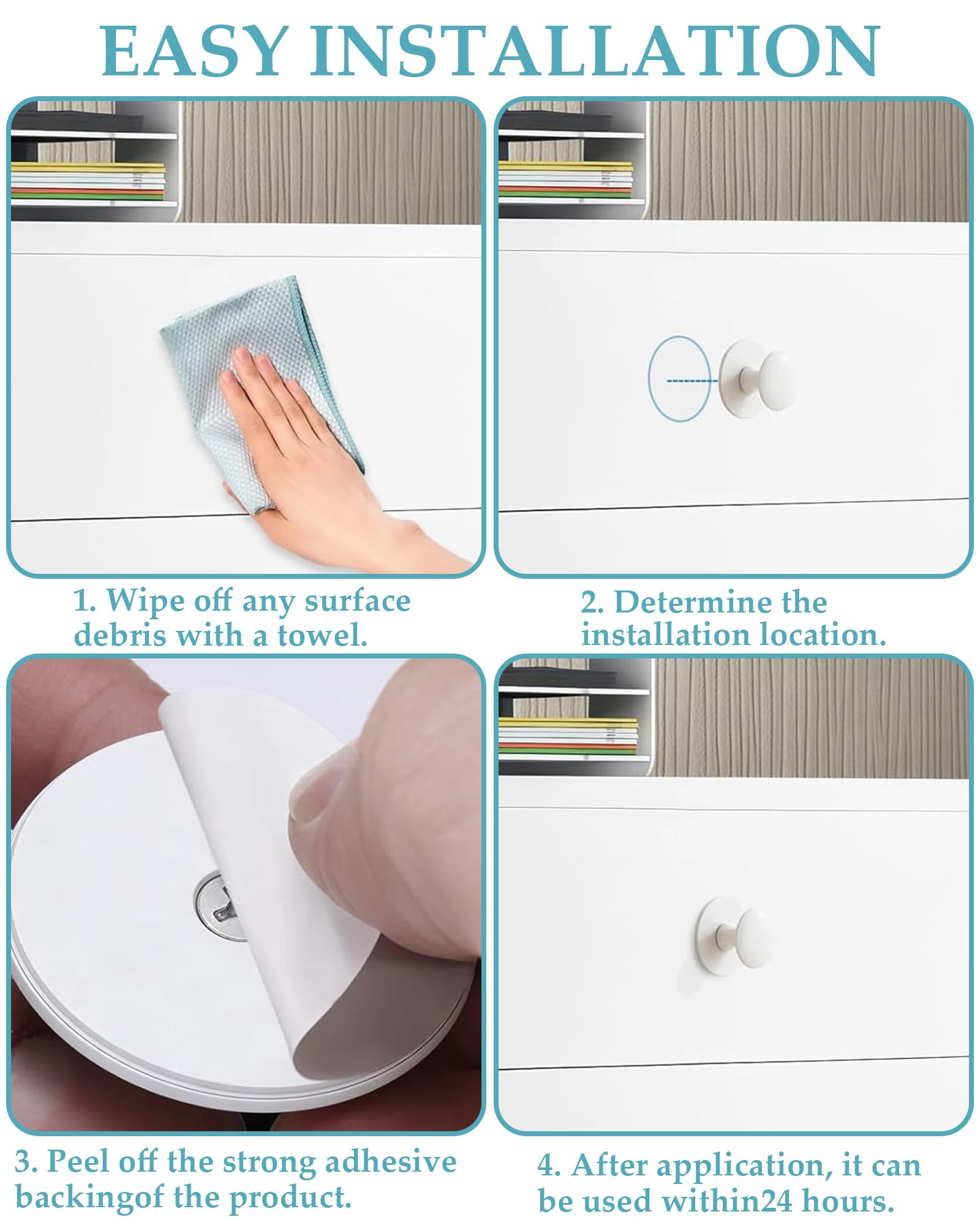 6 Pezzi Bianco Pomelli per Mobili Adesivi, Eleganti Pomelli per Cassetti, Antichi Manici per Armadi da Cucina, Rotondi, per Armadio, Cassetti, Armadi, Mobili, Mobili