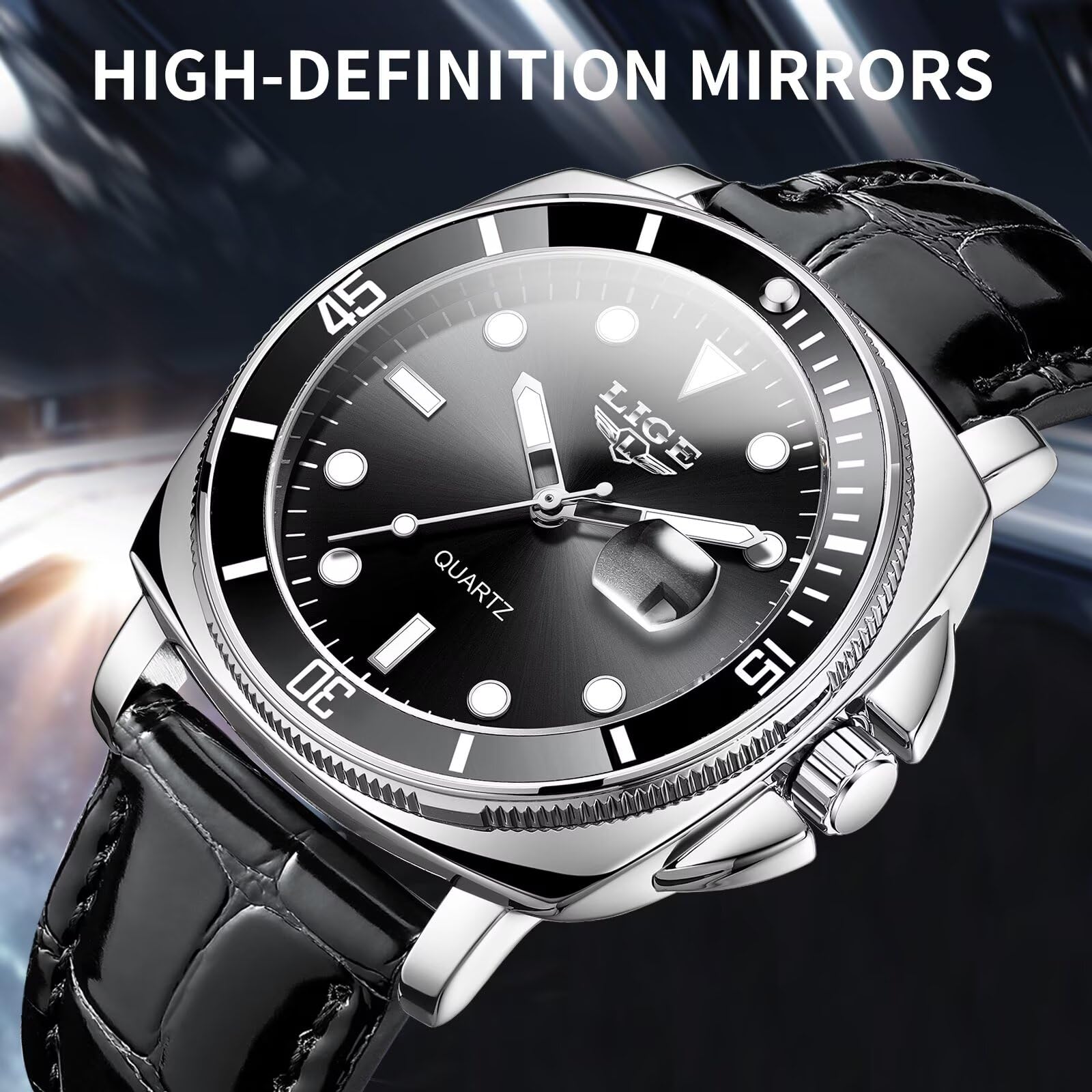 Quartz Watches for Men,Stainless Steel Waterproof Analog Watch,Luxury Big Face Durable Alloy Strap Mens Watches,Date Luminous Business Dress Watch for Men