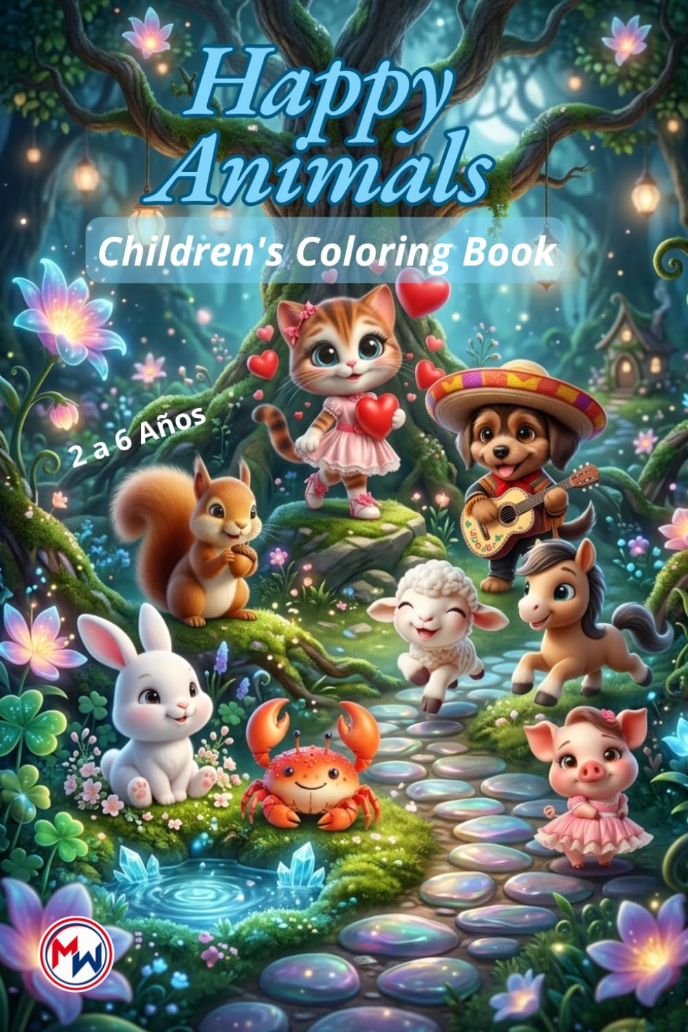 Happy Animals: Children's Coloring Book.