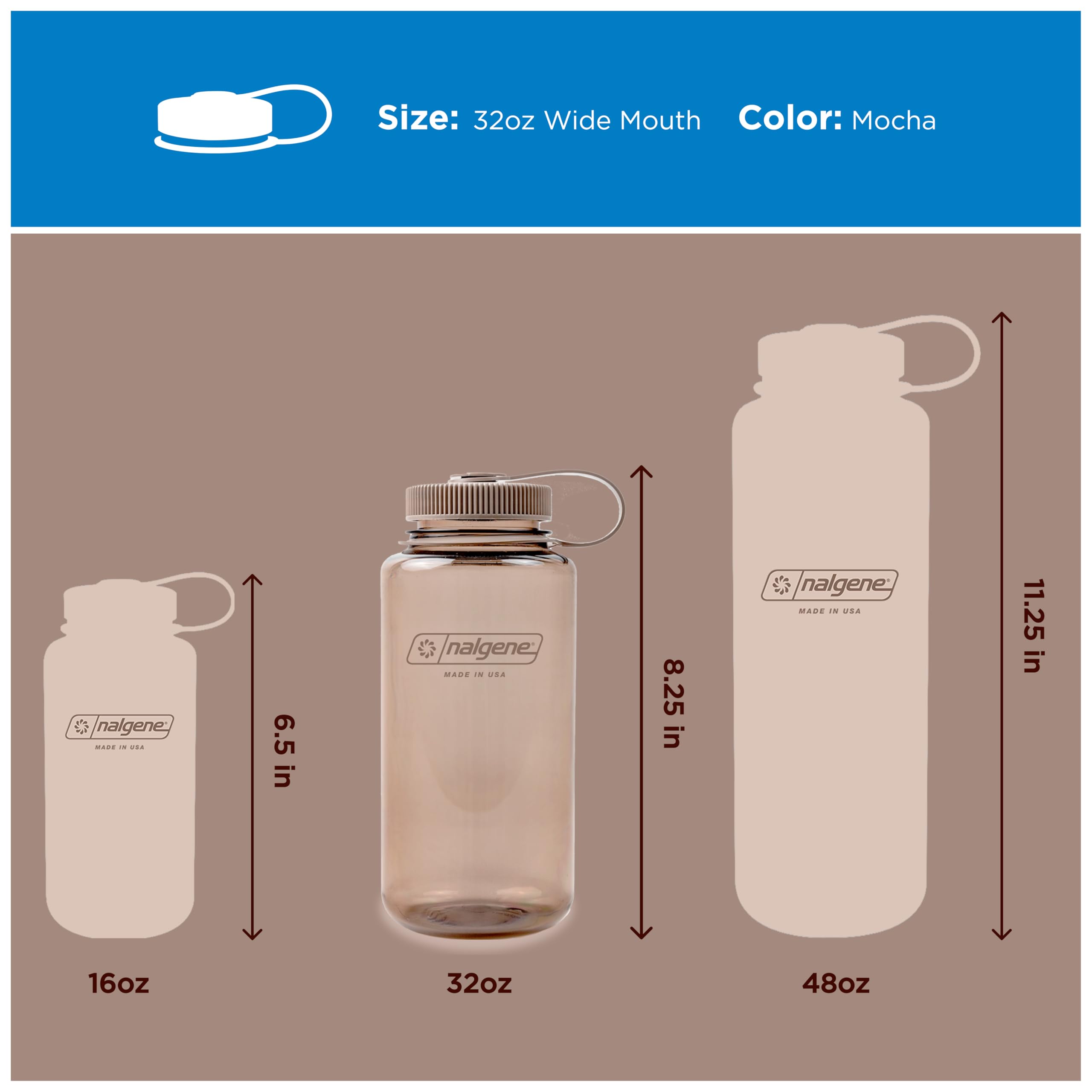 Nalgene 32 oz Wide Mouth Water Bottle - Mocha -5 Nalgene 32 oz Wide Mouth Water Bottle - Mocha -5