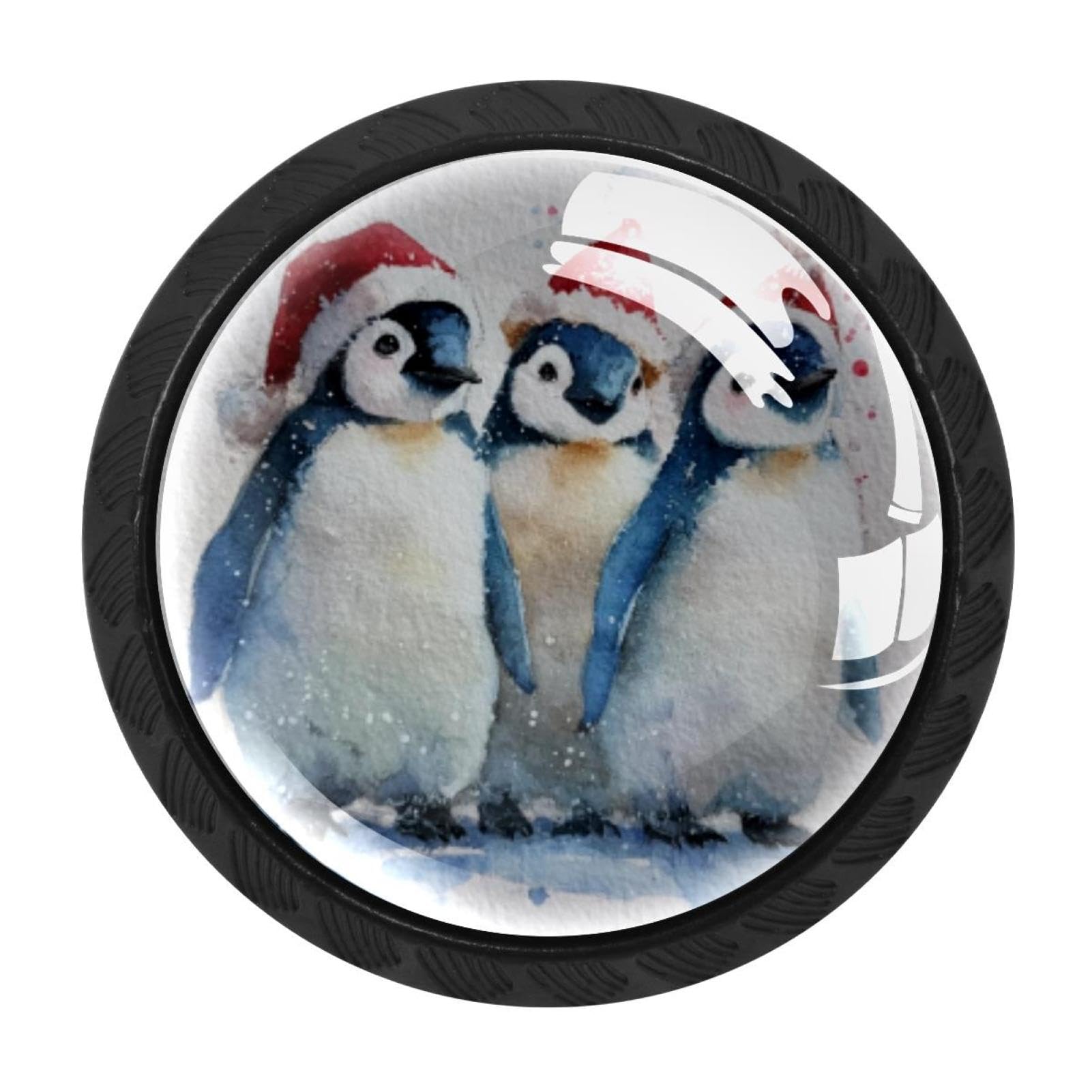 CHENZZZZ 4 Pack Watercolor Christmas Penguins (1) Kitchen Cabinet Knobs Drawer Knobs Door Dresser Handles for Personalized Gifts Great for Any Occasion