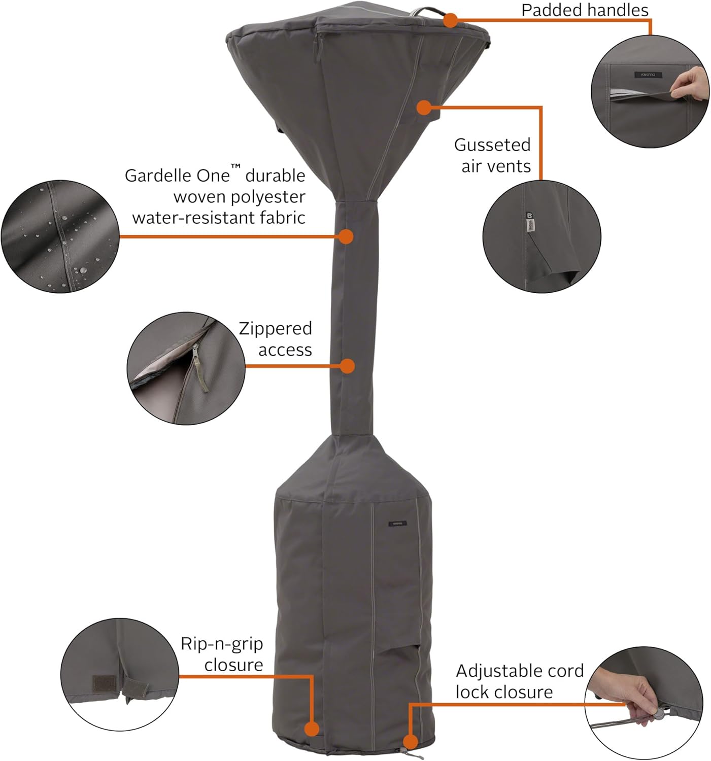 Classic Accessories Ravenna Water-Resistant 34 Inch Stand-Up Patio Heater Cover