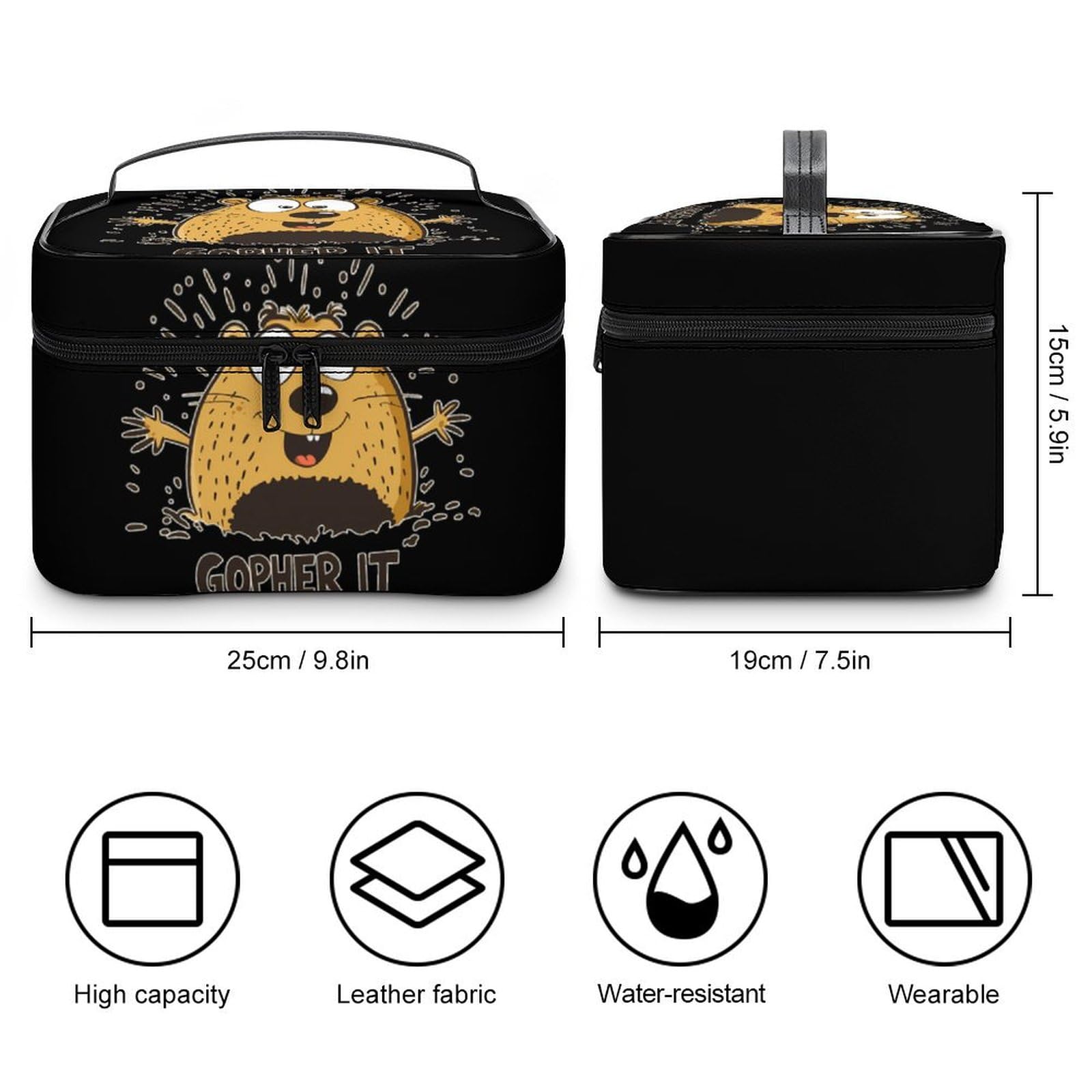 Gopher It Portable Makeup Bag Large Capacity Toiletry Receiving Cosmetic Bags With Handle And Divider