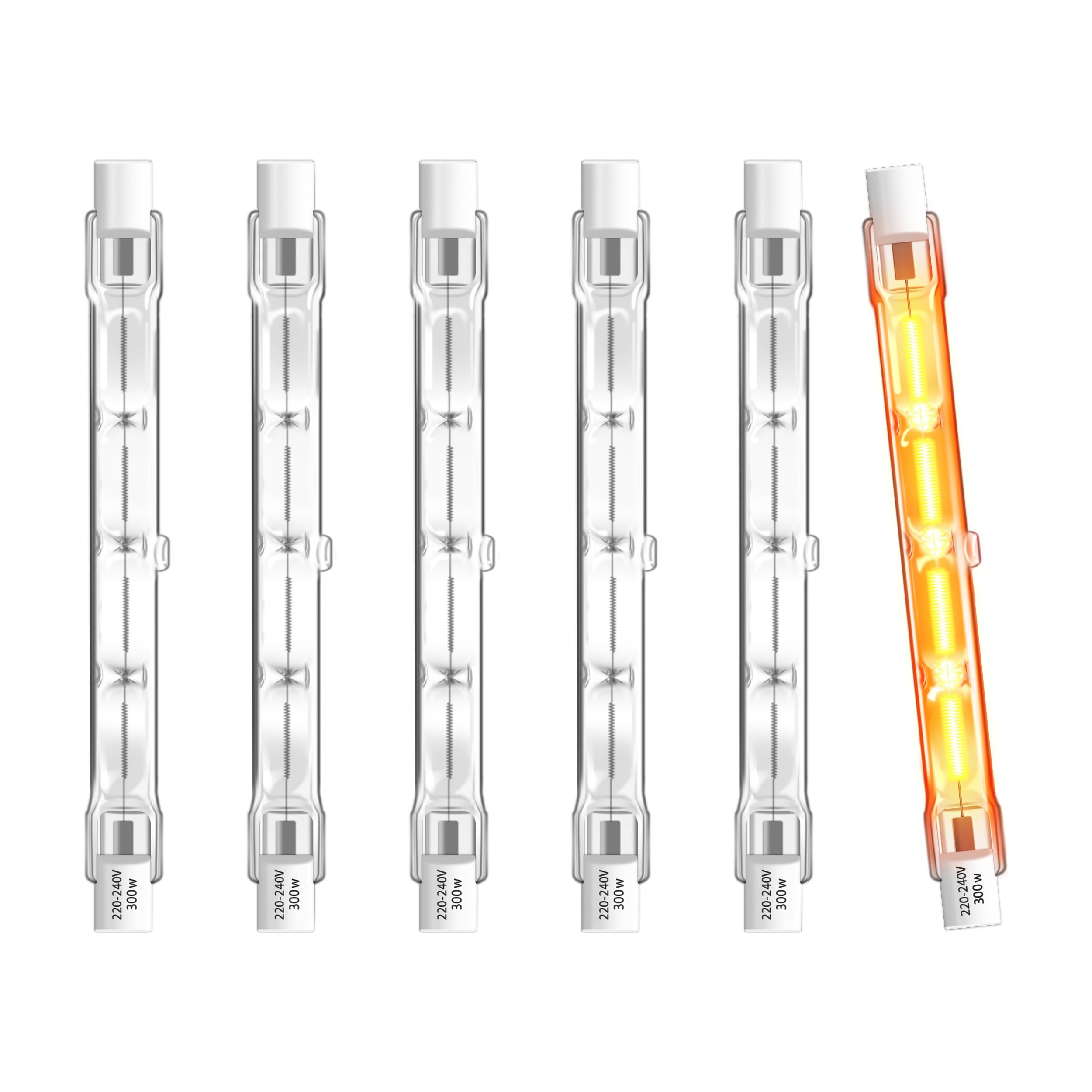 SCNNC R7S Linear Halogen Floodlight Bulbs 118mm 300W Dimmable, 4500lm Warm White 2700K, 220-240V Halogen Linear R7S Bulb J118mm for Work, Landscape Lights, Floor Lamps, Ceiling Lights, Pack of 6 — image 1