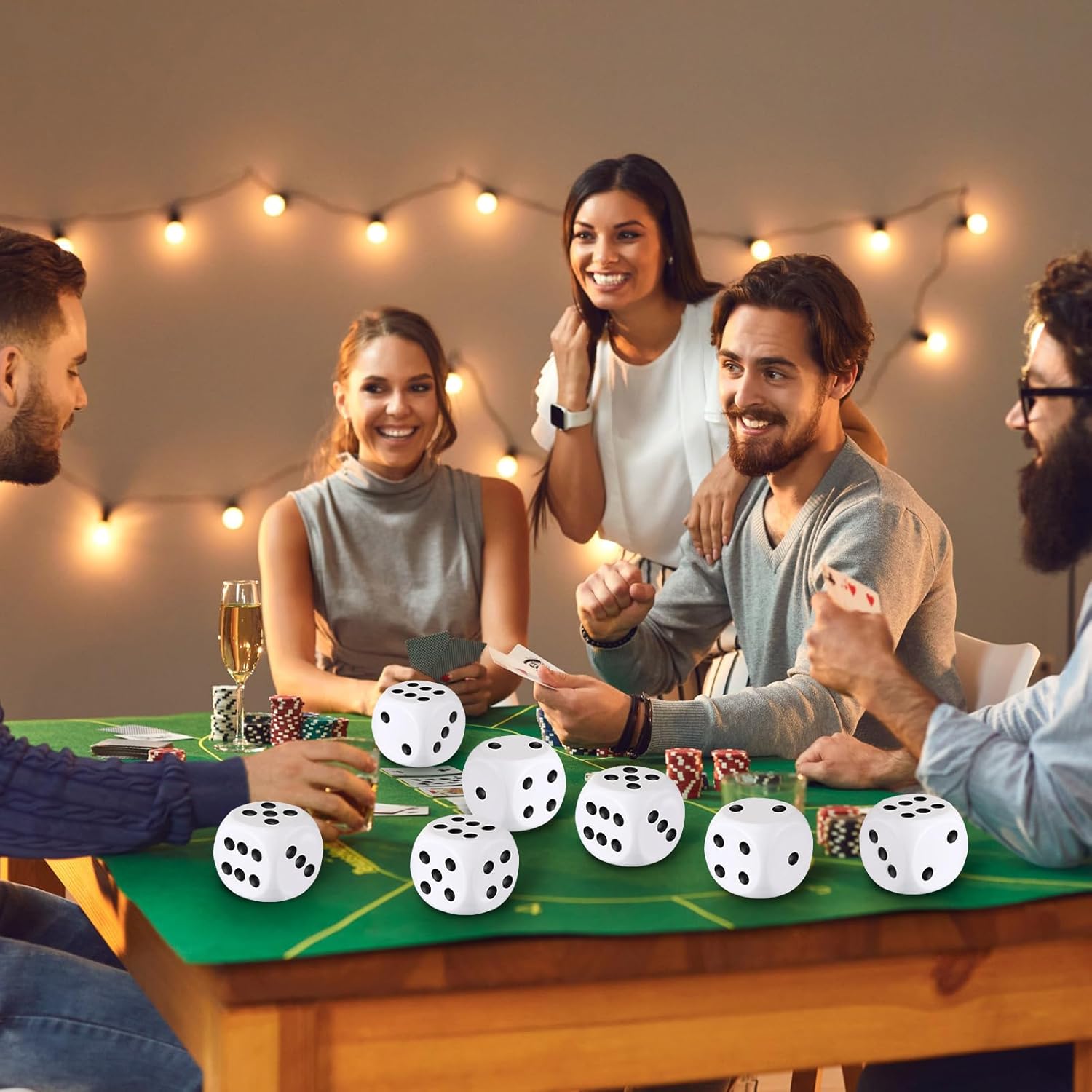 RoundFunny 24 Pcs Foam Dice Stress Ball 1.57 Inch Fake Soft Slow Dot Stress Anxiety Relief Dice Toys for Kids Adults Board Game Casino Decor Party Toy Favors Supplies Gifts (White, Black)