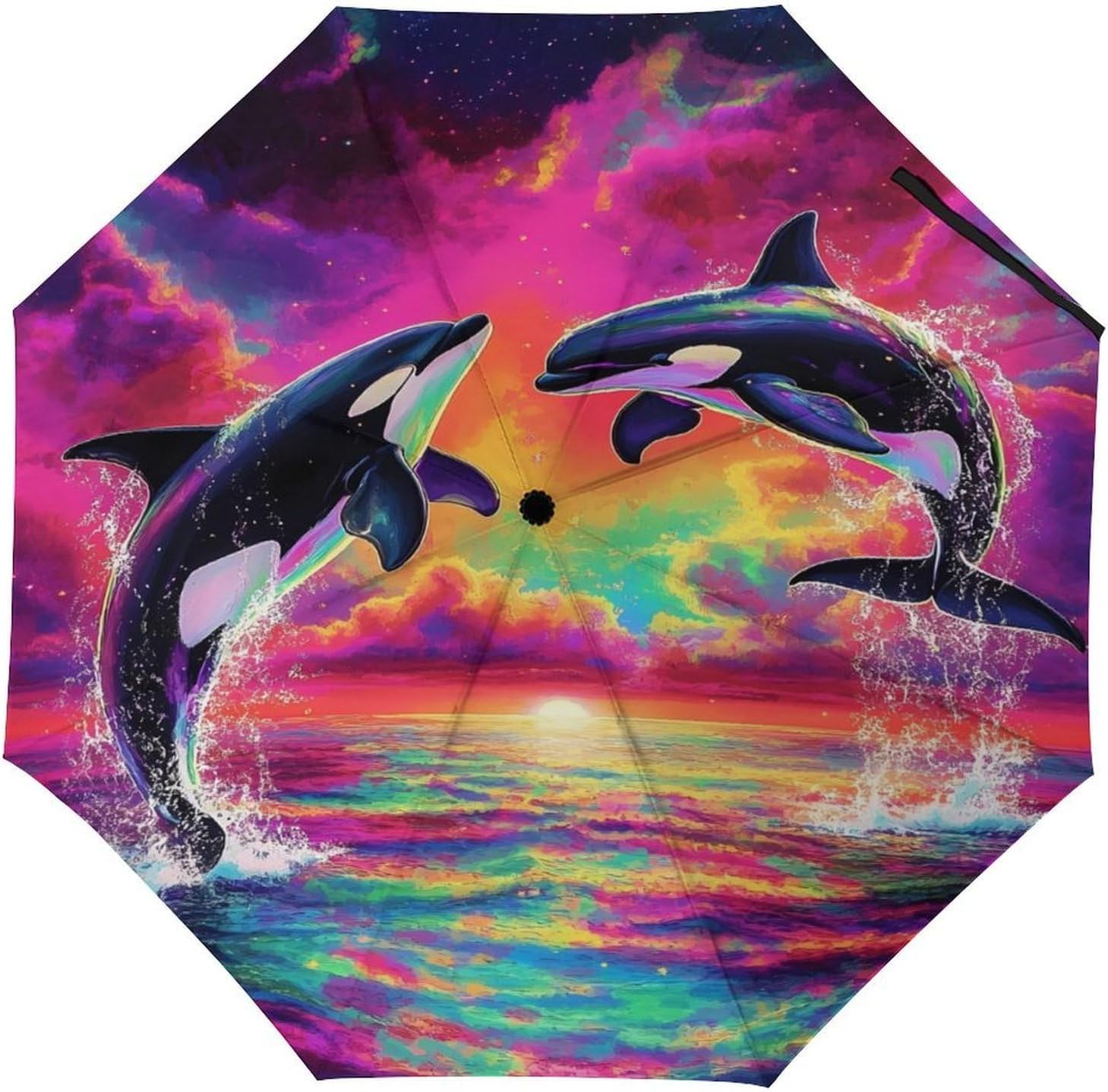 Orca Killer Whale Compact Umbrella 3 Folding Windproof Automatic Umbrellas Portable Travel Accessories