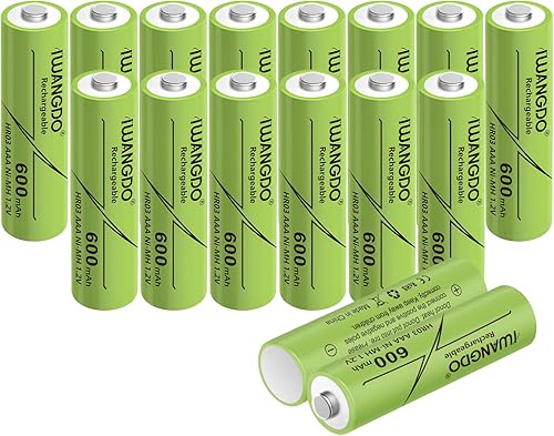 AAA 600mAh HR03 16pcs Ni-MH baterías recargables precargadas para luces solares de jardín al aire libre, paquete de 16