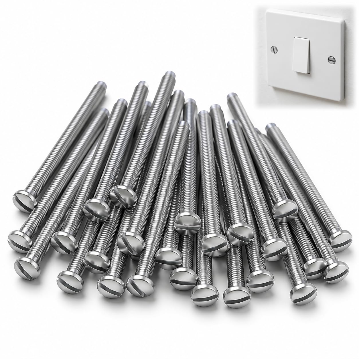 40 PCS Screws Long Electrical Machine Screw, Long Socket/Plug Screws Electrical for Light Switch and Plug Sockets (M3.5 * 35mm)