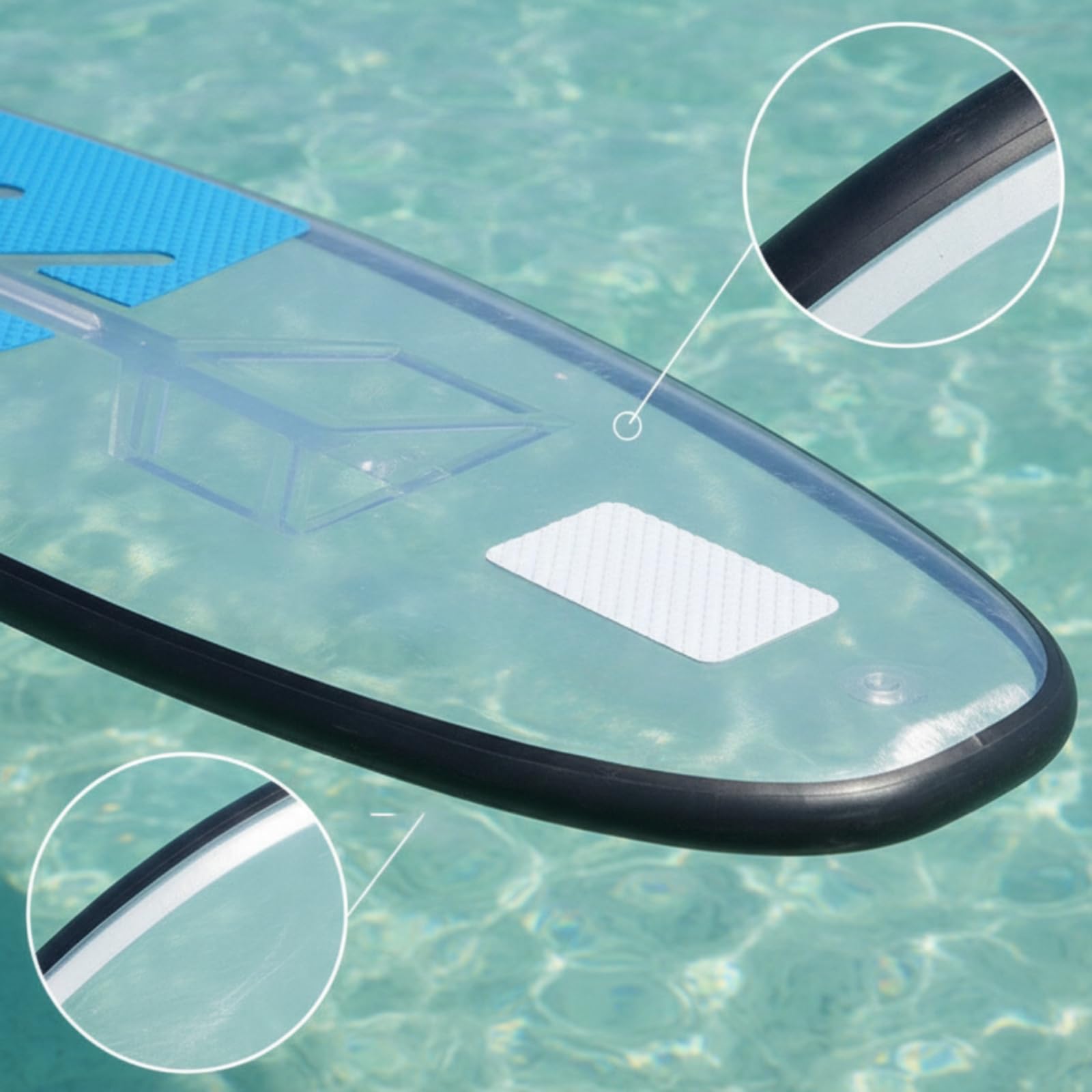 Paddleboard Gonflable Transparent Planche Stand Planche de Glisse Planche de Construction Gonflable Ouverture de Gonflage Prise en Main Facile