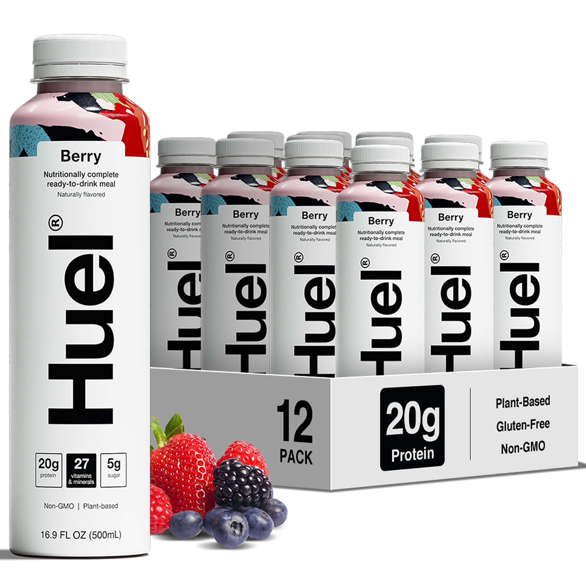 Huel Bebida proteica pronta para beber sabor Berry com 20 g de proteína, 12 garrafas