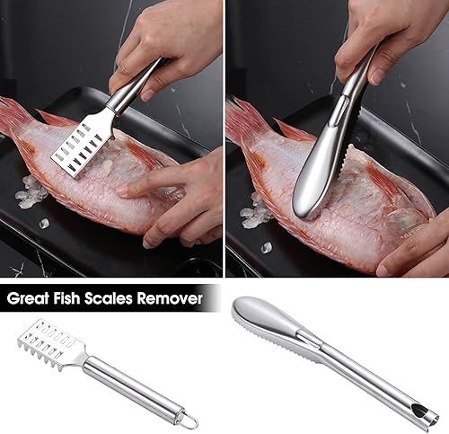 Miniatura 5 de Rápido quitar el cepillo de piel de pescado de plástico escamas de pescado ralladores raspador herramienta de limpieza fácil de la cocina (blanco)