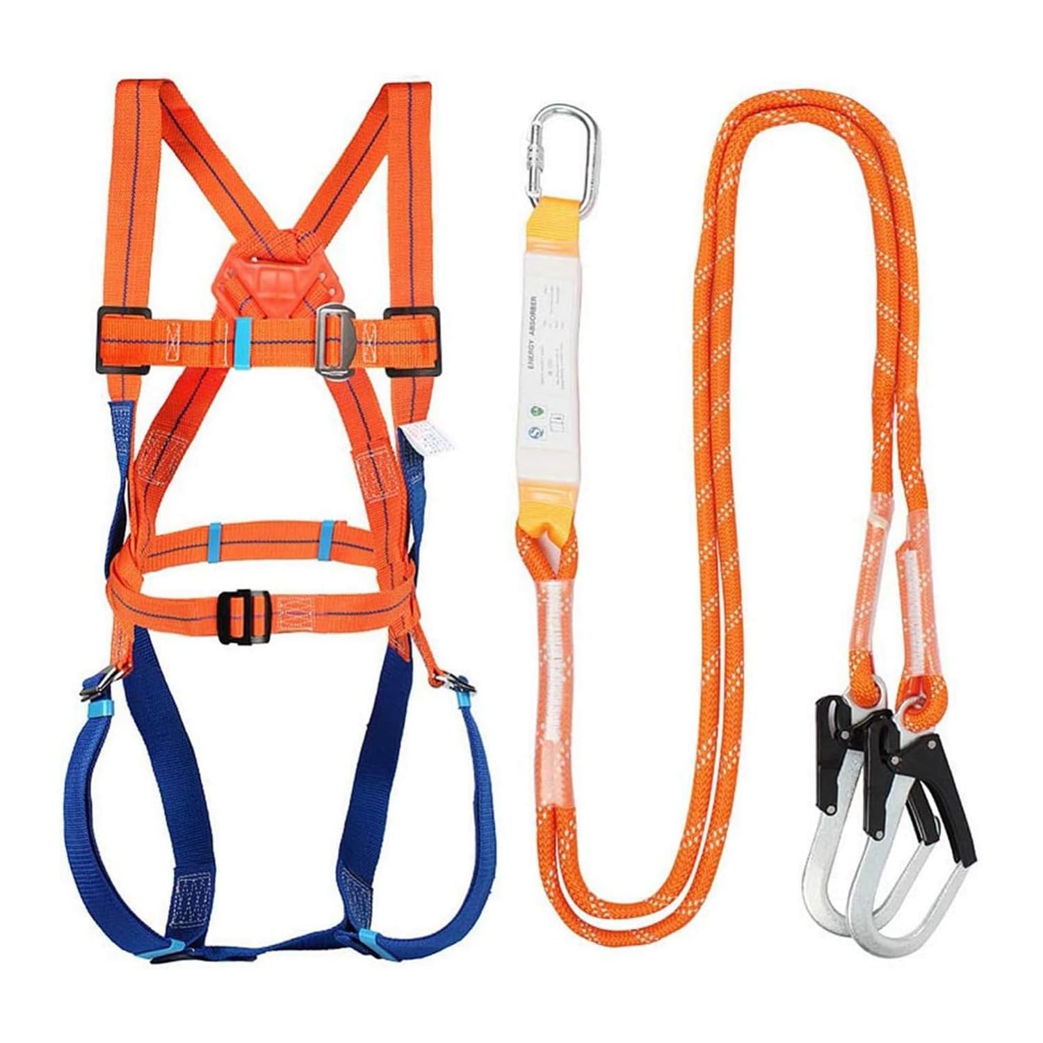 Ceinture SéCurité Anti-Chute, Kit Harnais de Protection Anti-Chutes Haute Résistance avec Sangle Harnais de Securite Anti Chutes Longe Réglable Equipée pour la Construction l'entretien