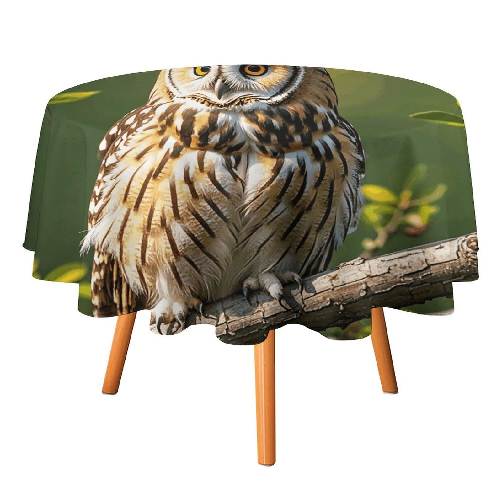 Nappe ronde en polyester hibou 178cm lavable pour table de jardin