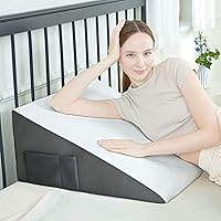 Vista 13 de Almohada de cuña para dormir de lado, posicionadores de almohada de espalda de espuma viscoelástica para dormir de lado, prevenir úlceras por Azul