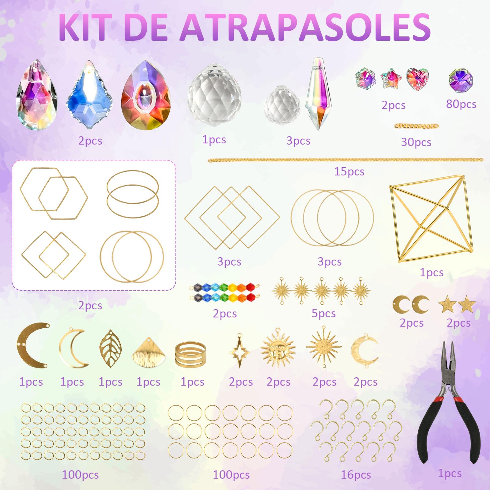 Atrapador Set de 400 Piezas Atrapasoles – Suncatcher & Sun Catcher de Cristal para Ventana, Atrapasoles Cristal Colgante, Atrapasole Arcoíris Colgante, Adecuado para Hogar, Jardín, Navidad, Boda